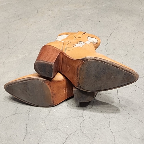 FRYE Lt Brown/Off-white Mesh Insets Faye Short Boots Women's Size 10 - Picture 6 of 14